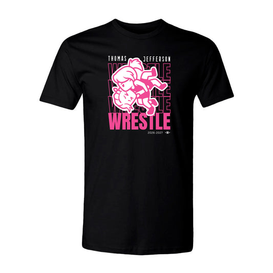 Thomas Jefferson Wrestling Pink on Black Shirt