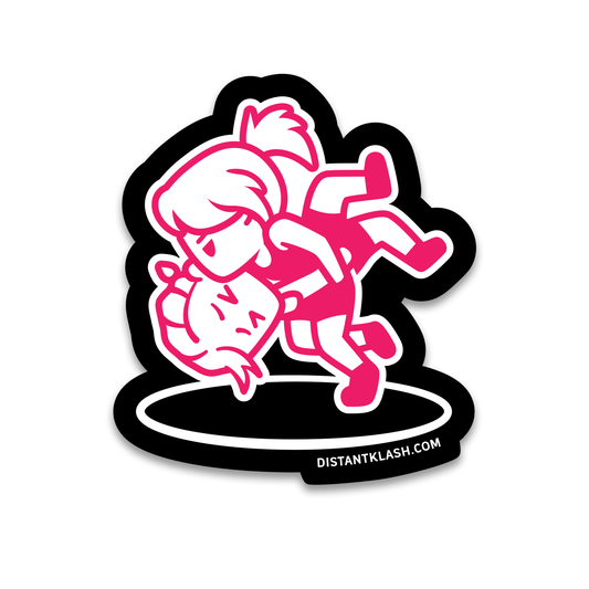 Girls Head and Arm Throw Sticker - Black, Pink