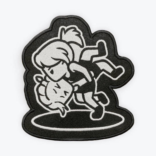 Girls Head and Arm Throw Letterman Patch - Black