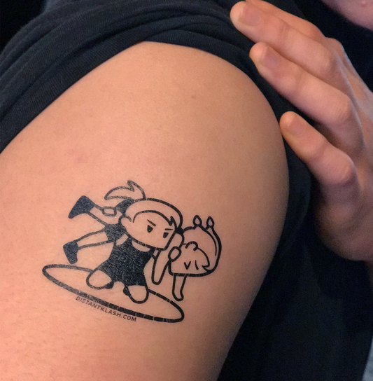 Girls Fireman Tattoo - Black