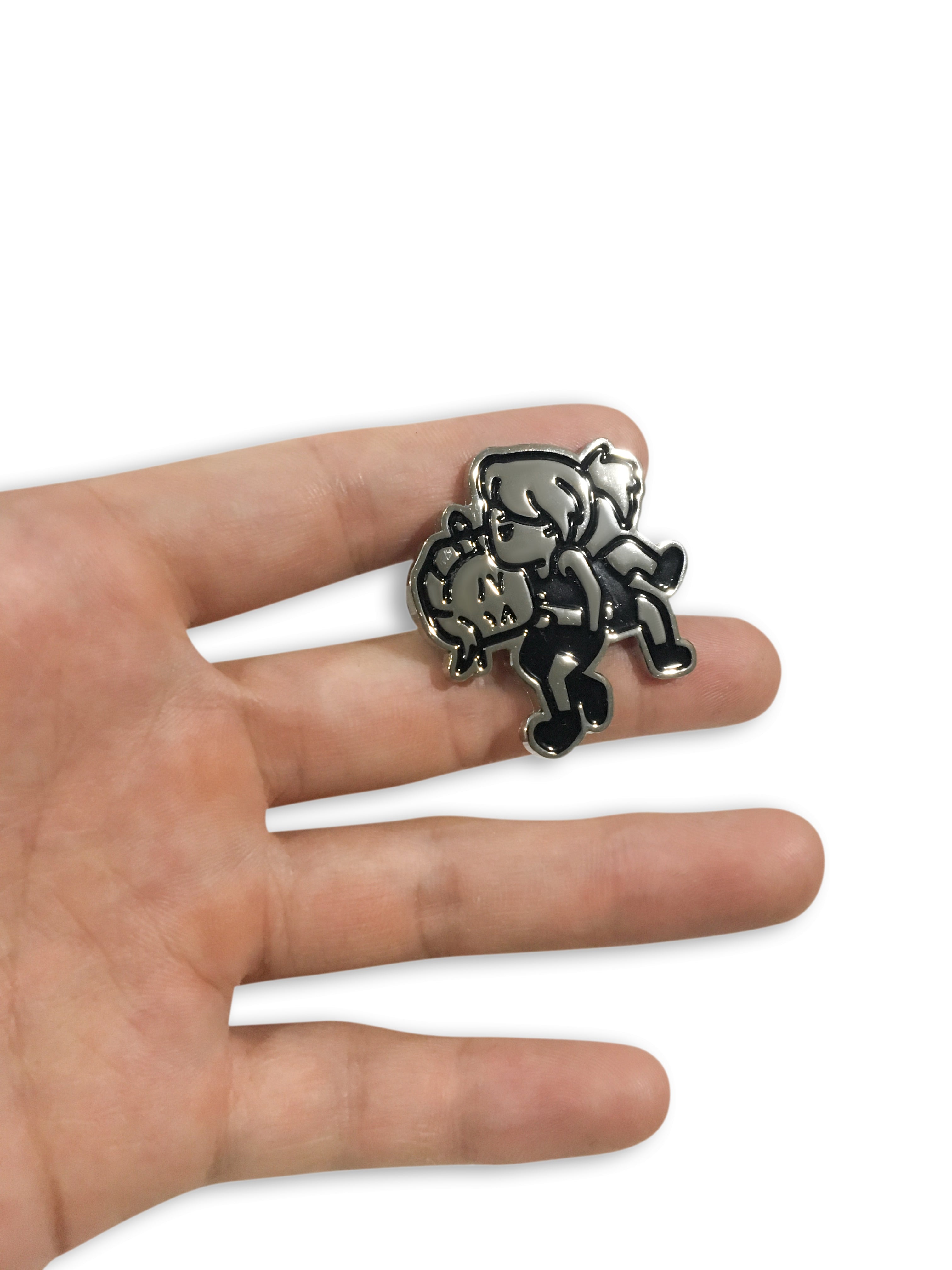 Girls Head and Arm Throw Pin - Silver Girls Head and Arm Throw Pin - Silver