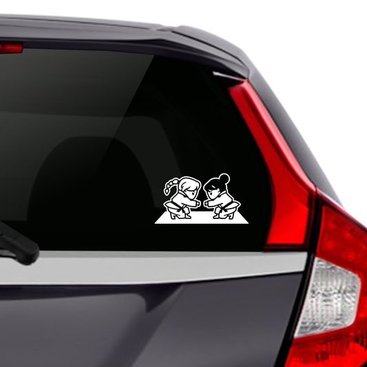 Girls Fist Bump Car Decal - White