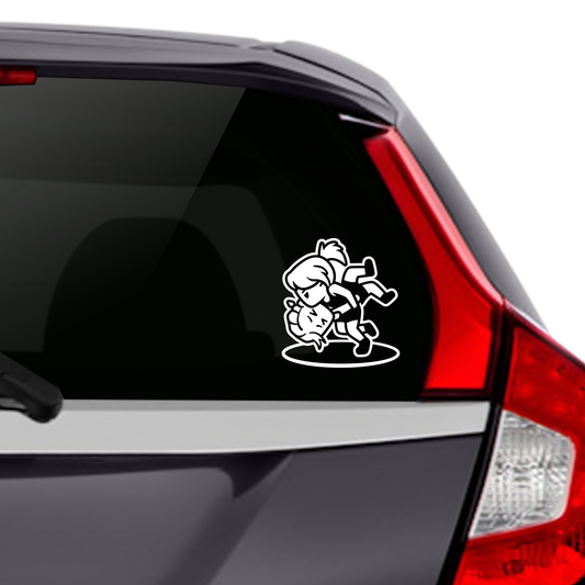 Girls Head and Arm Throw Car Decal - White
