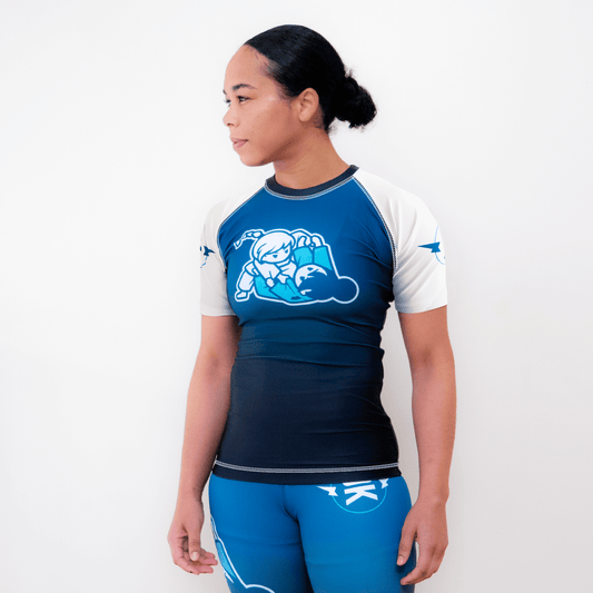 Girls Rolling Rashguard - White, Blue