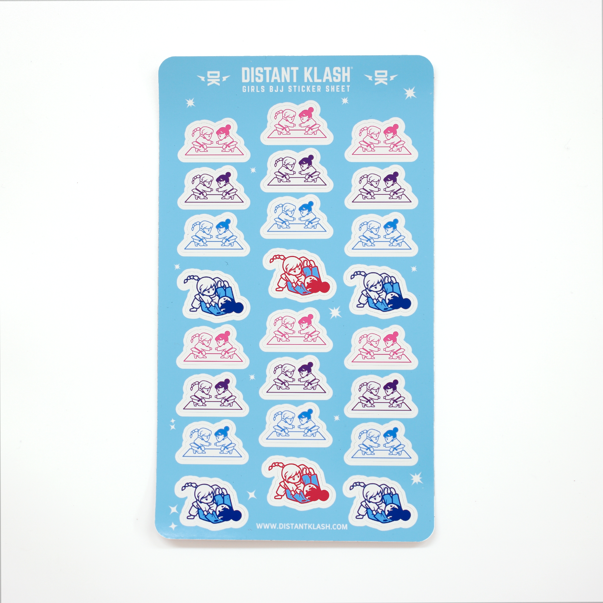 Girls Rolling and Fist Bump Sticker Sheet - Blue Girls Rolling and Fist Bump Sticker Sheet - Blue