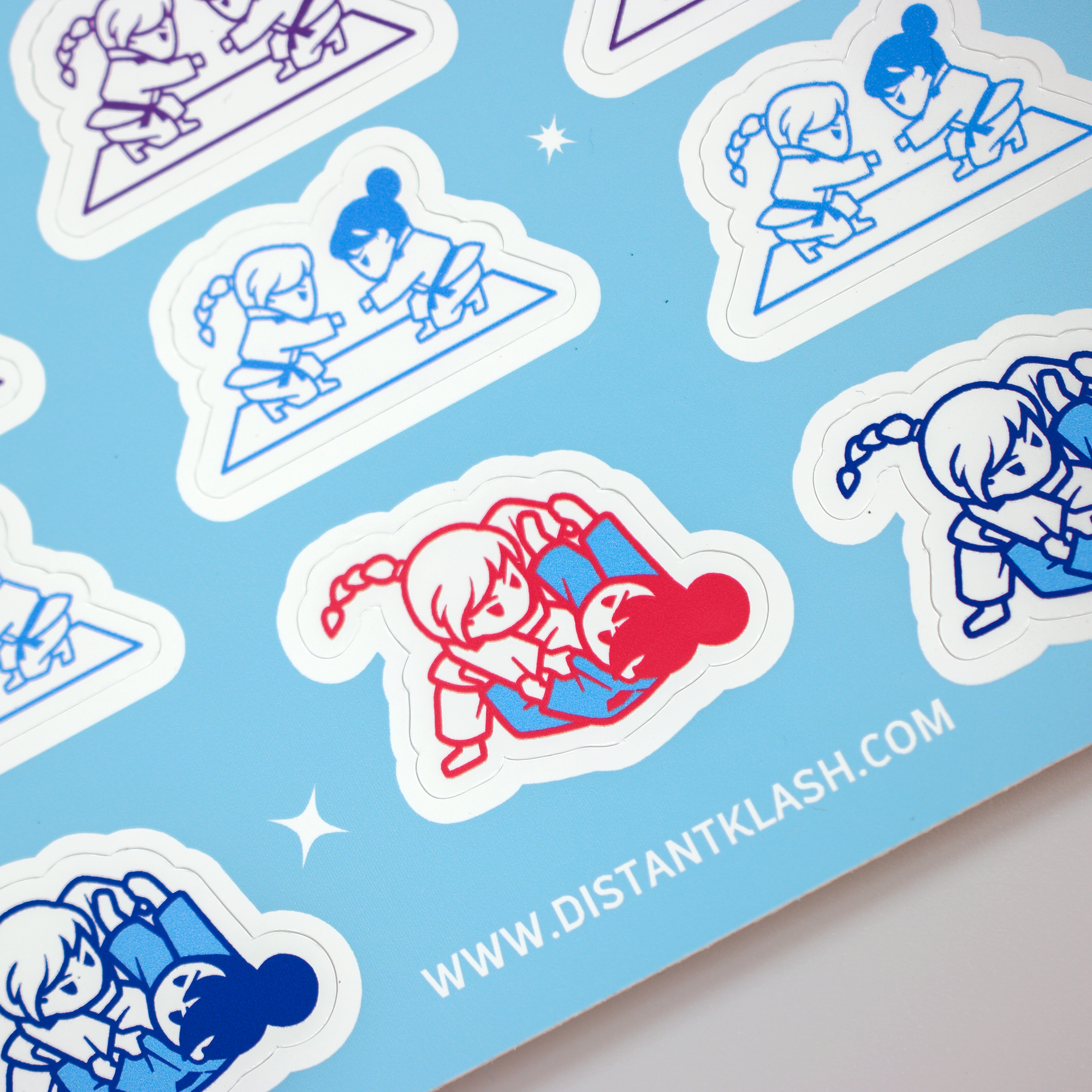 Girls Rolling and Fist Bump Sticker Sheet - Blue Girls Rolling and Fist Bump Sticker Sheet - Blue