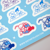 Girls Rolling and Fist Bump Sticker Sheet - Blue Girls Rolling and Fist Bump Sticker Sheet - Blue