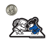 Girls Fist Bump Sticker - Black, Blue Girls Fist Bump Sticker - Black, Blue