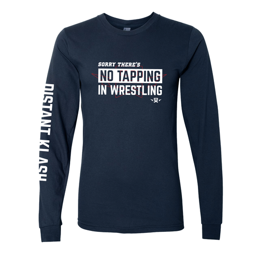 No Tapping in Wrestling YOUTH Long-Sleeve Shirt - Navy, Black