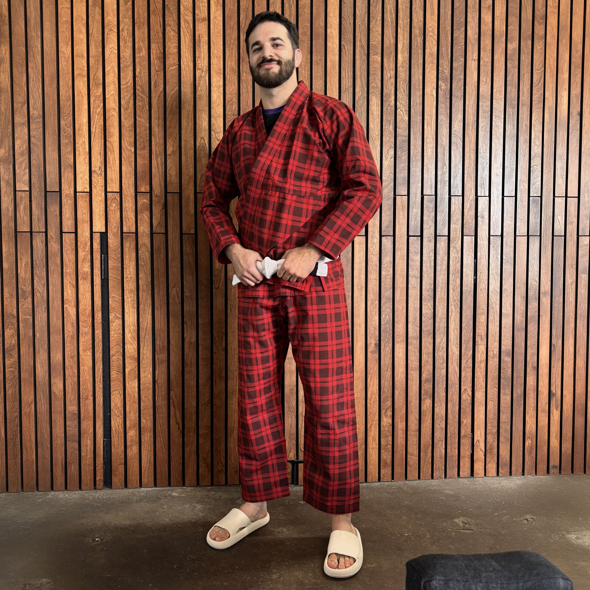 BJJ Red Plaid Pajama Set - Brazilian Jiu-Jitsu Kimono Gi
