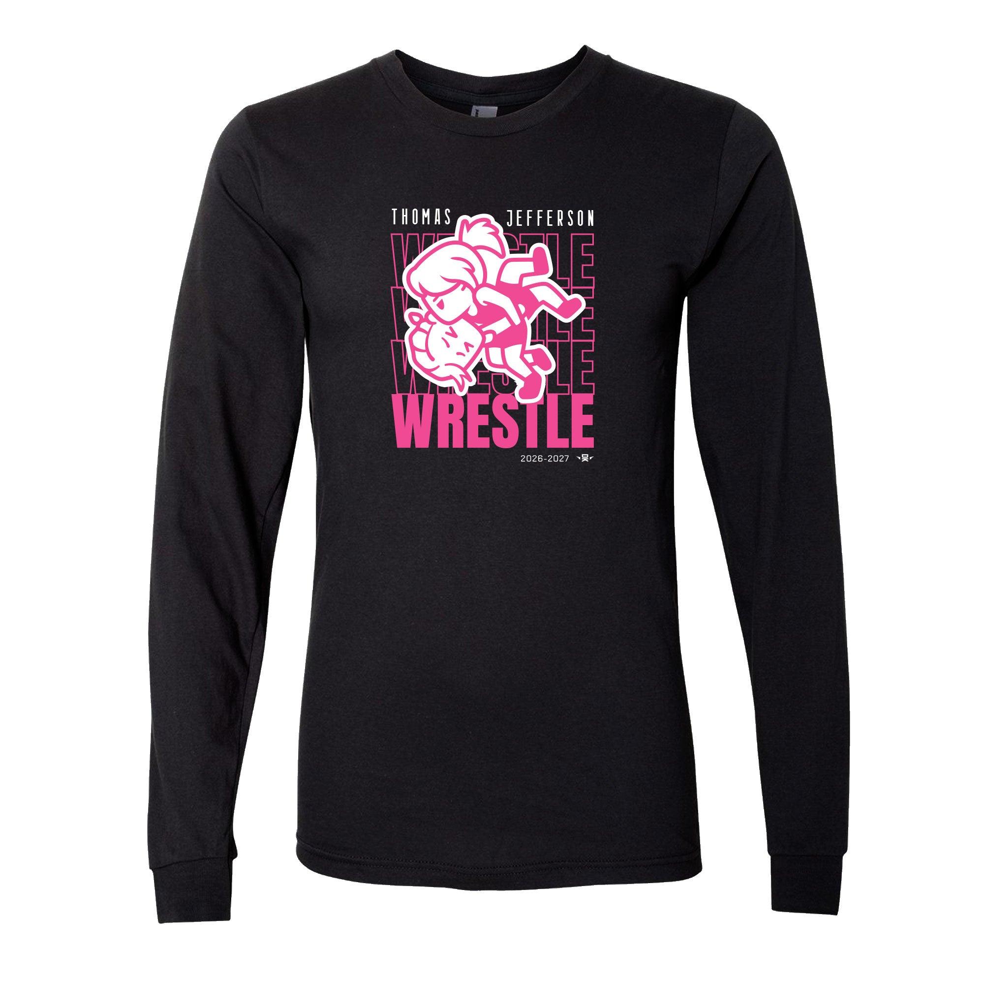 Thomas Jefferson Wrestle Wrestle Wrestle Black Long-Sleeve Shirt