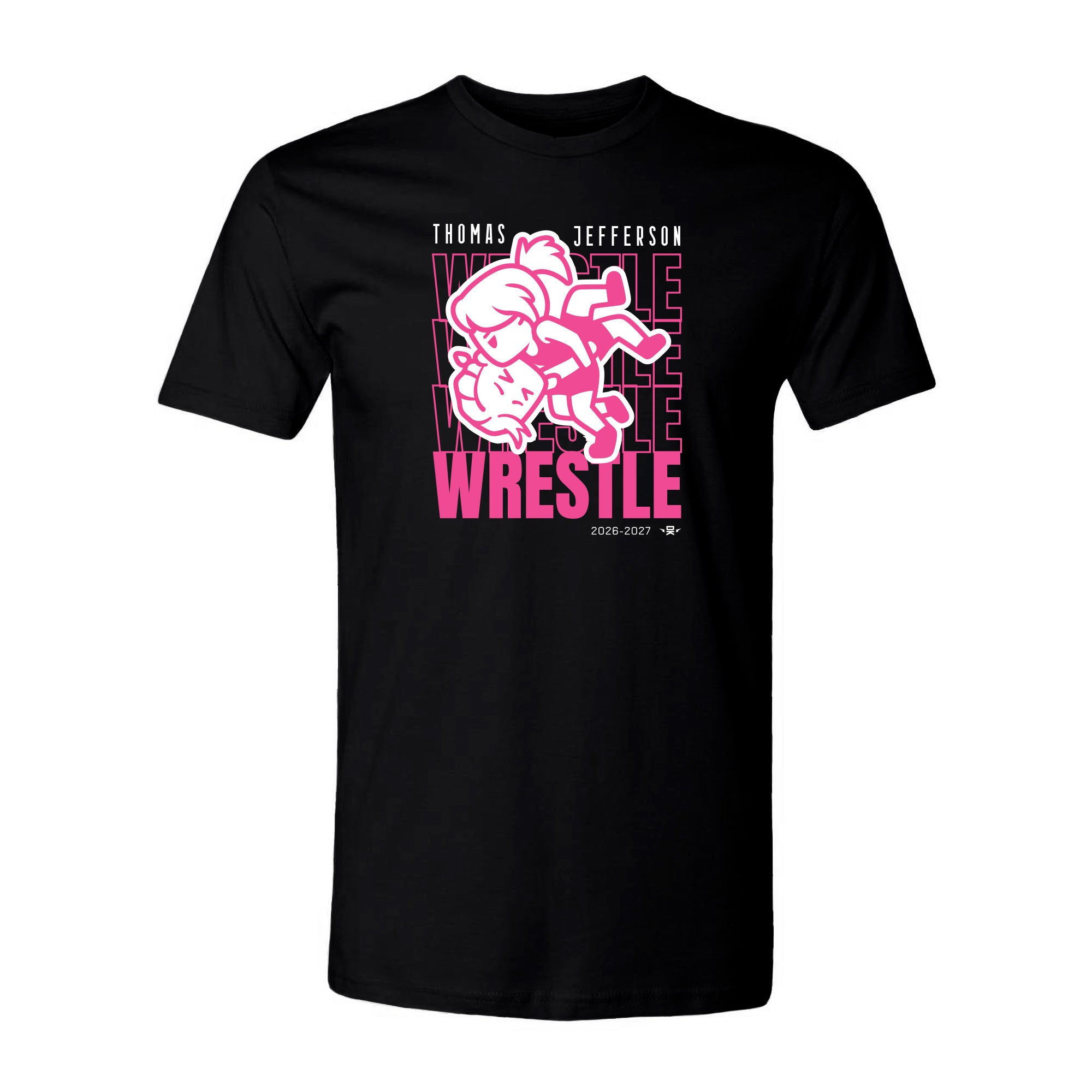 Thomas Jefferson Wrestling Pink on Black Shirt