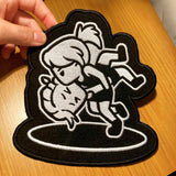 Girls Head and Arm Throw Letterman Patch - Black