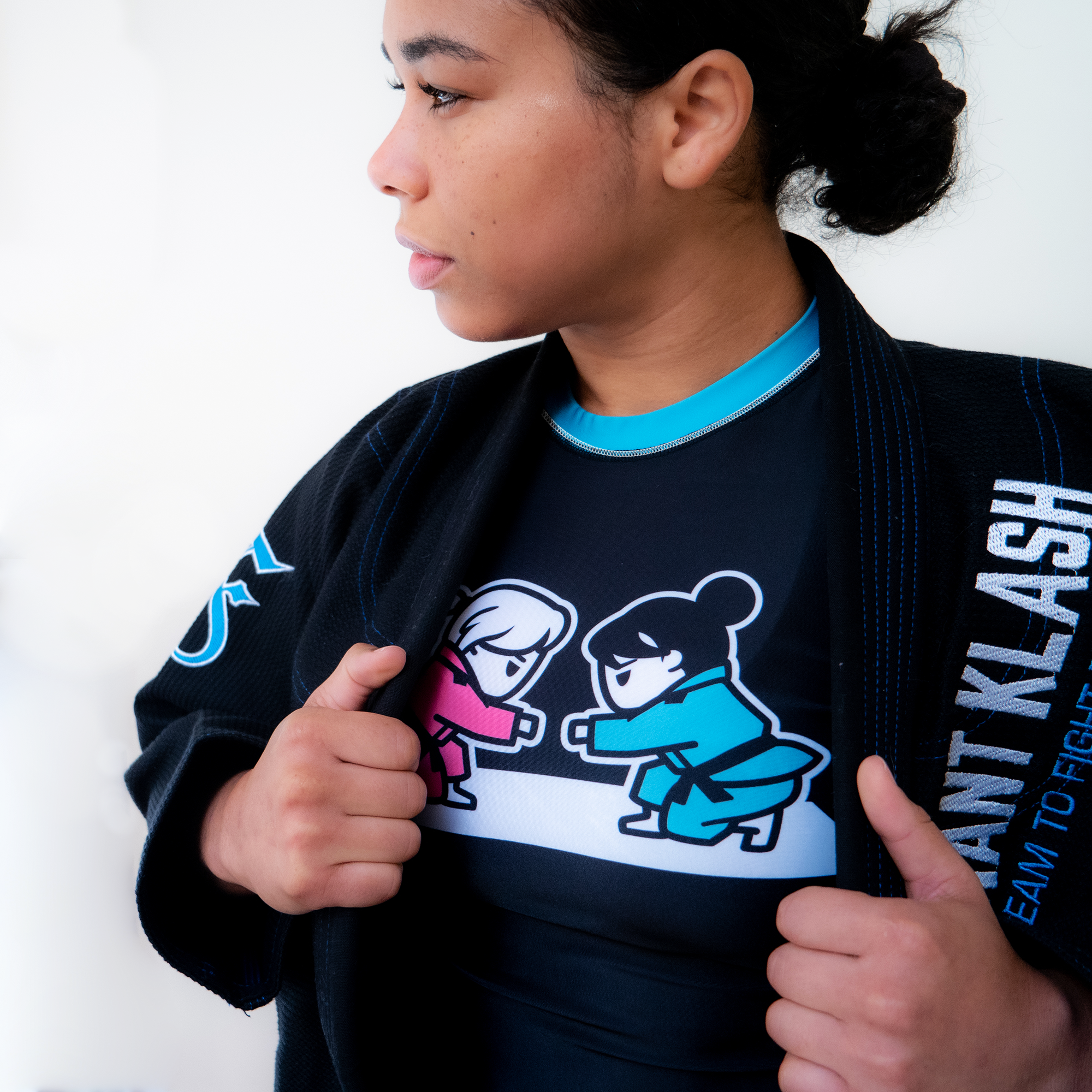 Girls Fist Bump Rashguard - Pink, Teal