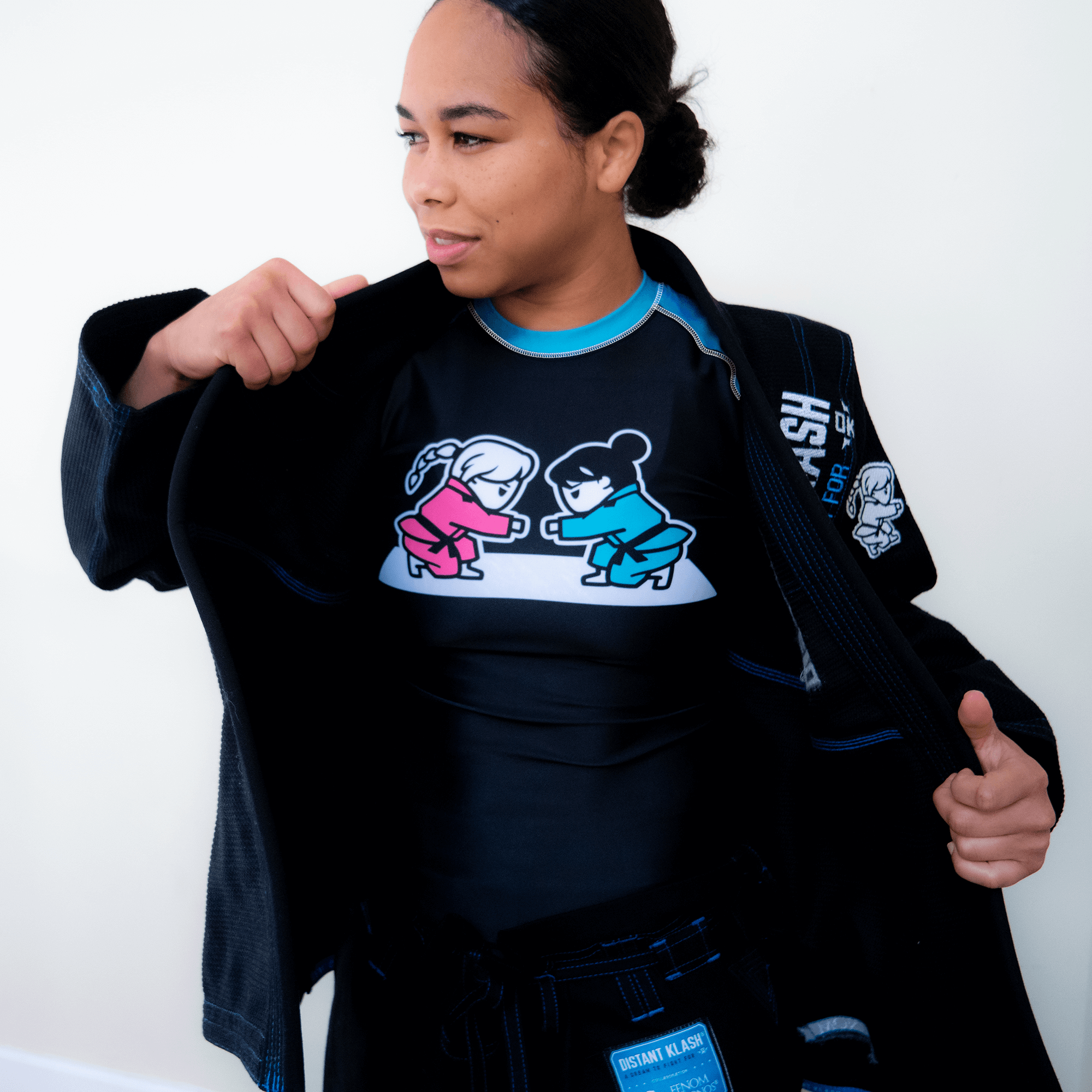 Girls Fist Bump Rashguard - Pink, Teal