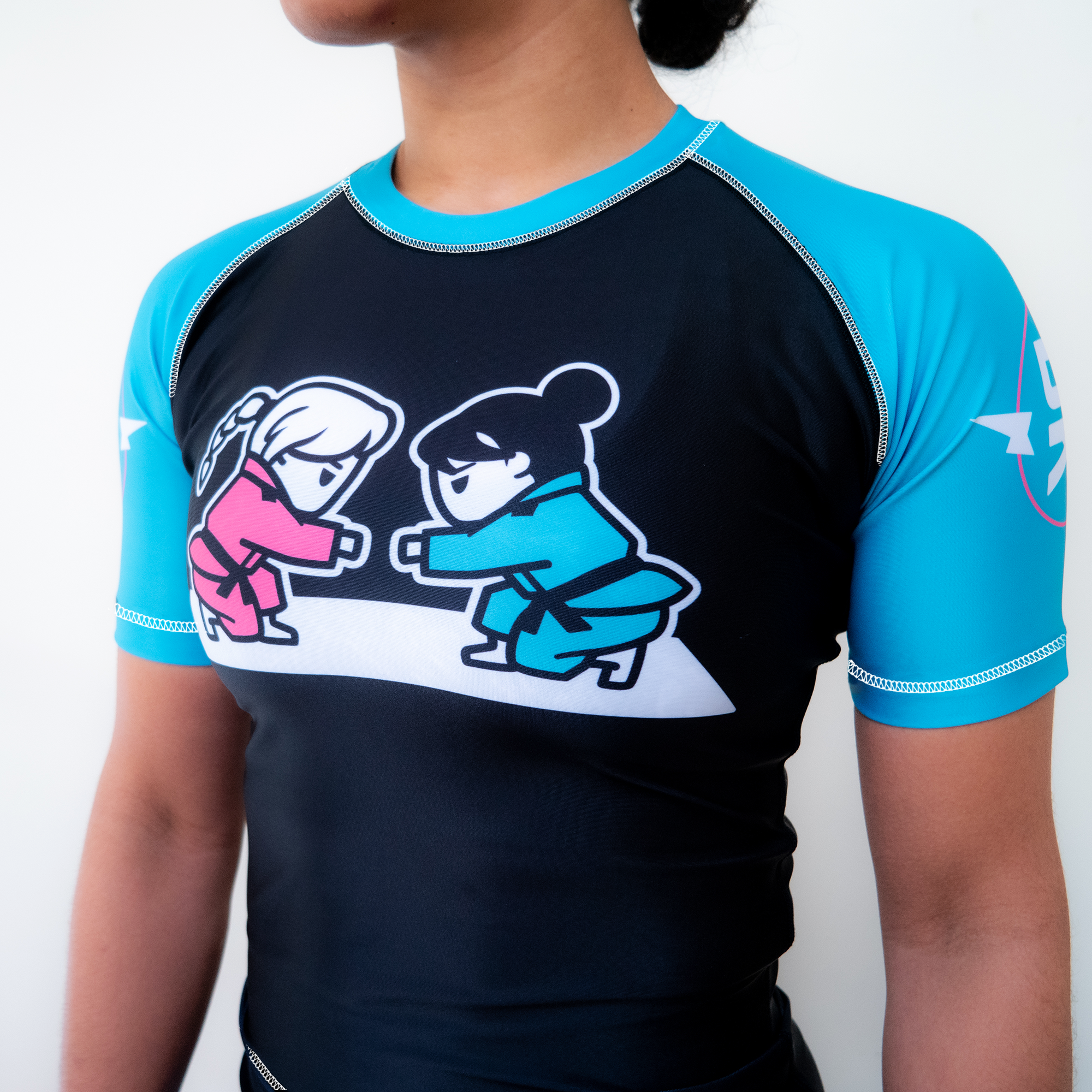 Girls Fist Bump Rashguard - Pink, Teal