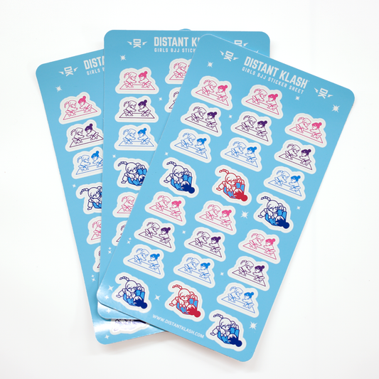 Girls Rolling and Fist Bump Sticker Sheet - Blue