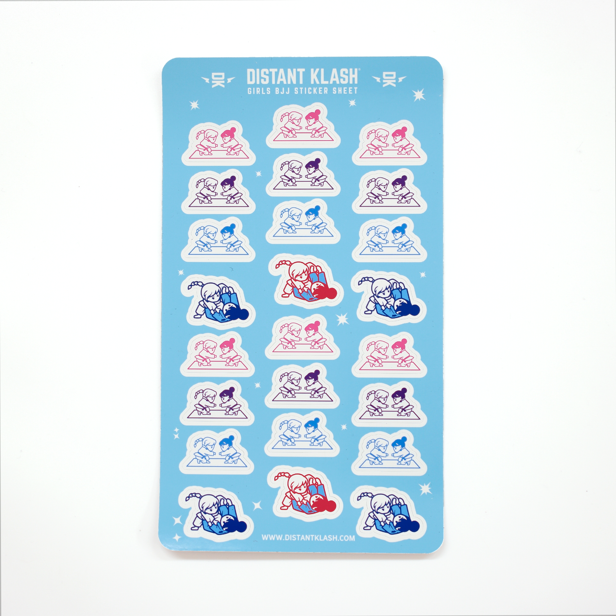 Girls Rolling and Fist Bump Sticker Sheet - Blue